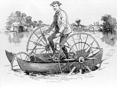 Das Fahrrad im Einsatz auf dem Wasser, ca. 1870-90 von English School